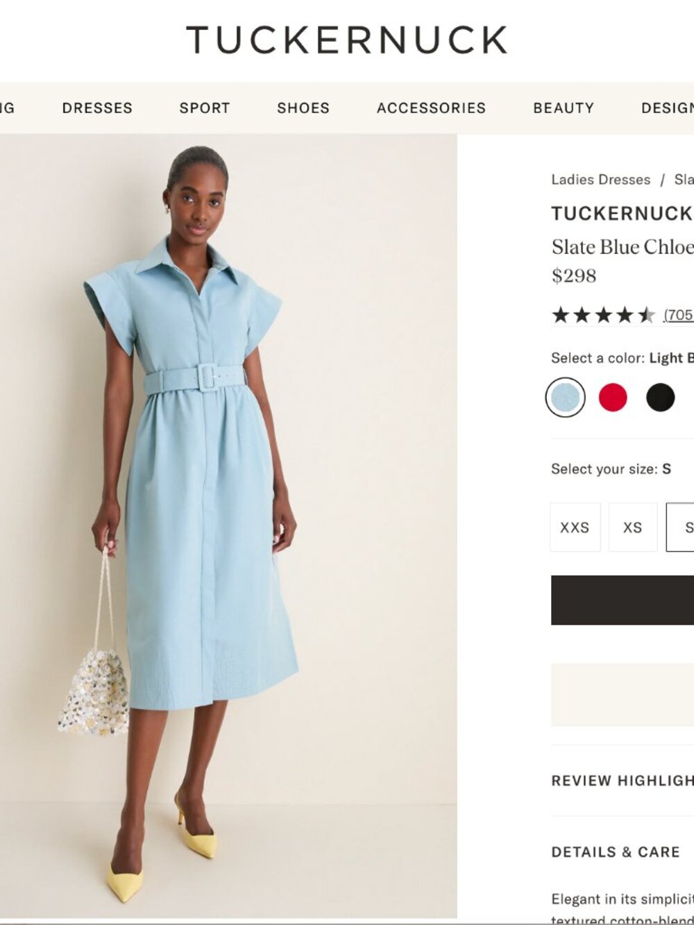 NWT Tuckernuck Slate Blue Chloe Dress | Size S | Belted Midi - Picture 6 of 6